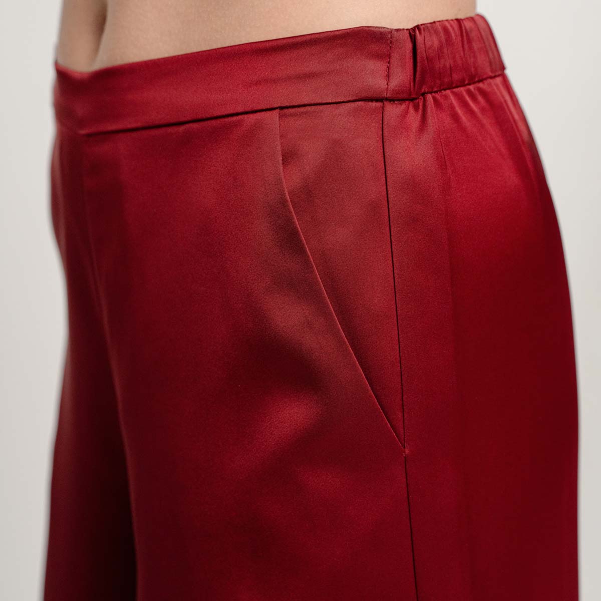 Edvina-housut, satiini, tummanpunainen