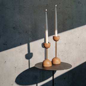 Duo-kynttilänjalka, tammi ja kulta, 19 cm