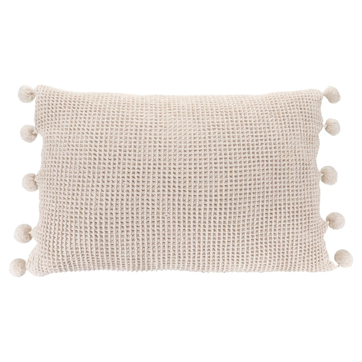 Pom pom-tyynynpäällinen, beige, 60 x 40 cm