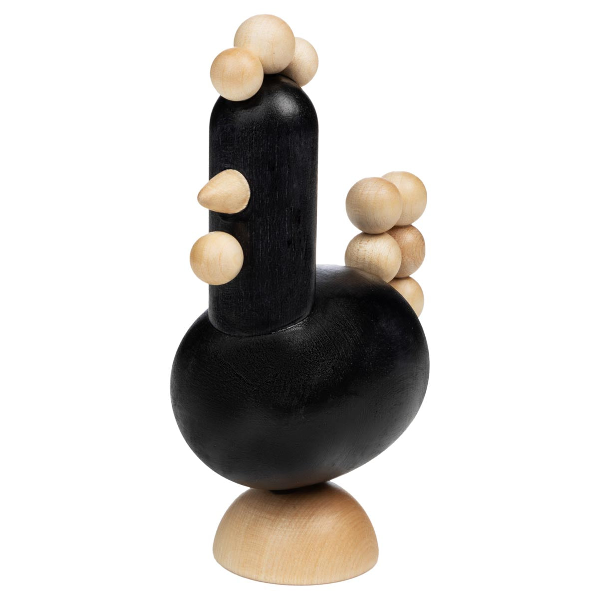 Kukko-veistos, 13,5 cm, lakattu puu ja musta