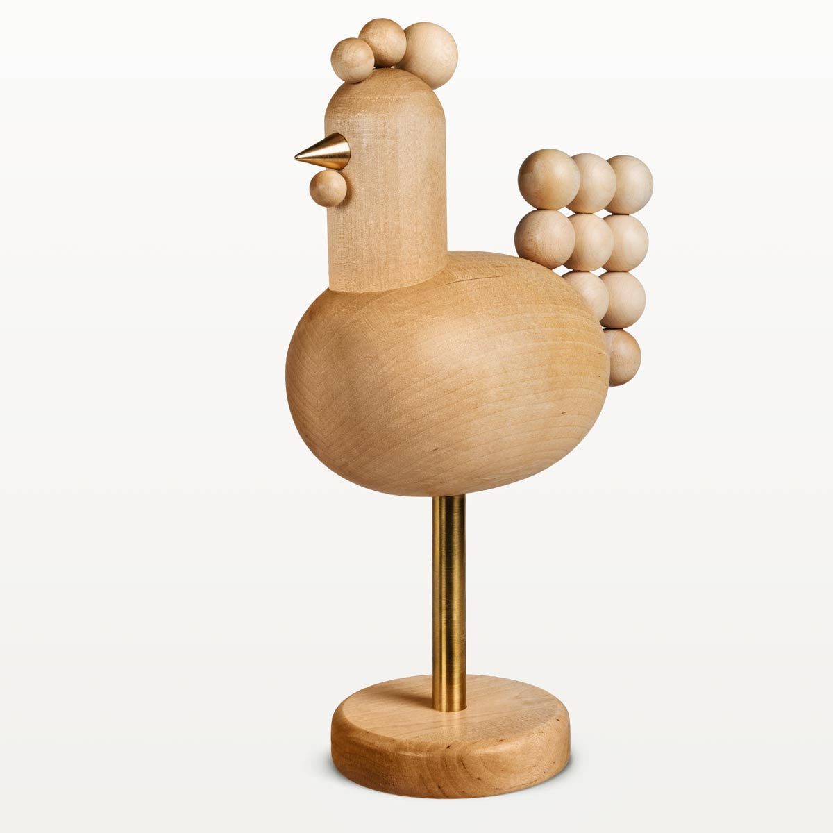 Kukko-veistos, 25,5 cm, lakattu puu