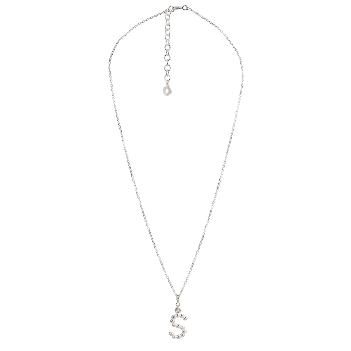 Yllätys-kaulakoru, monogrammi S, hopea
