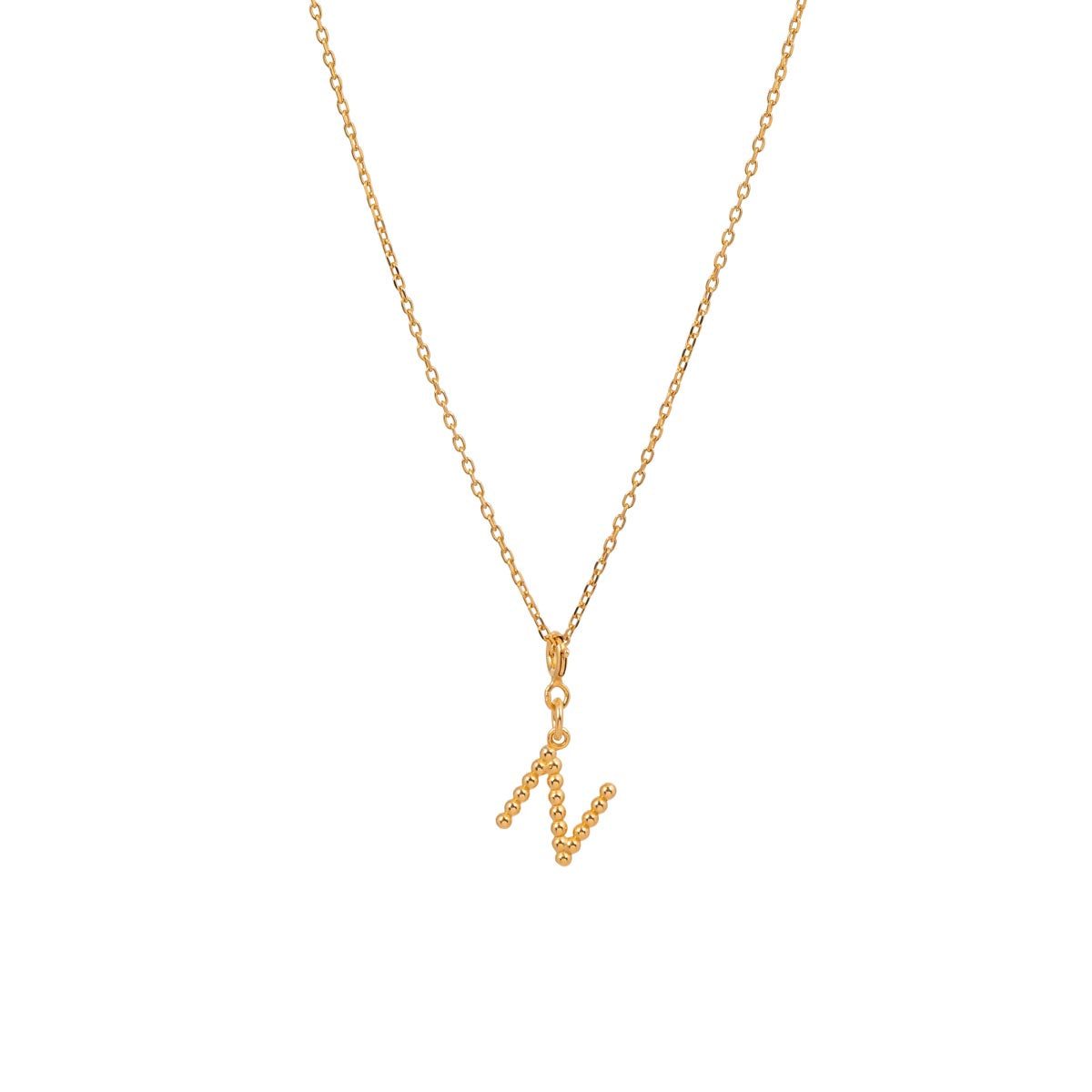 Yllätys-kaulakoru, monogrammi N, kullattu hopea