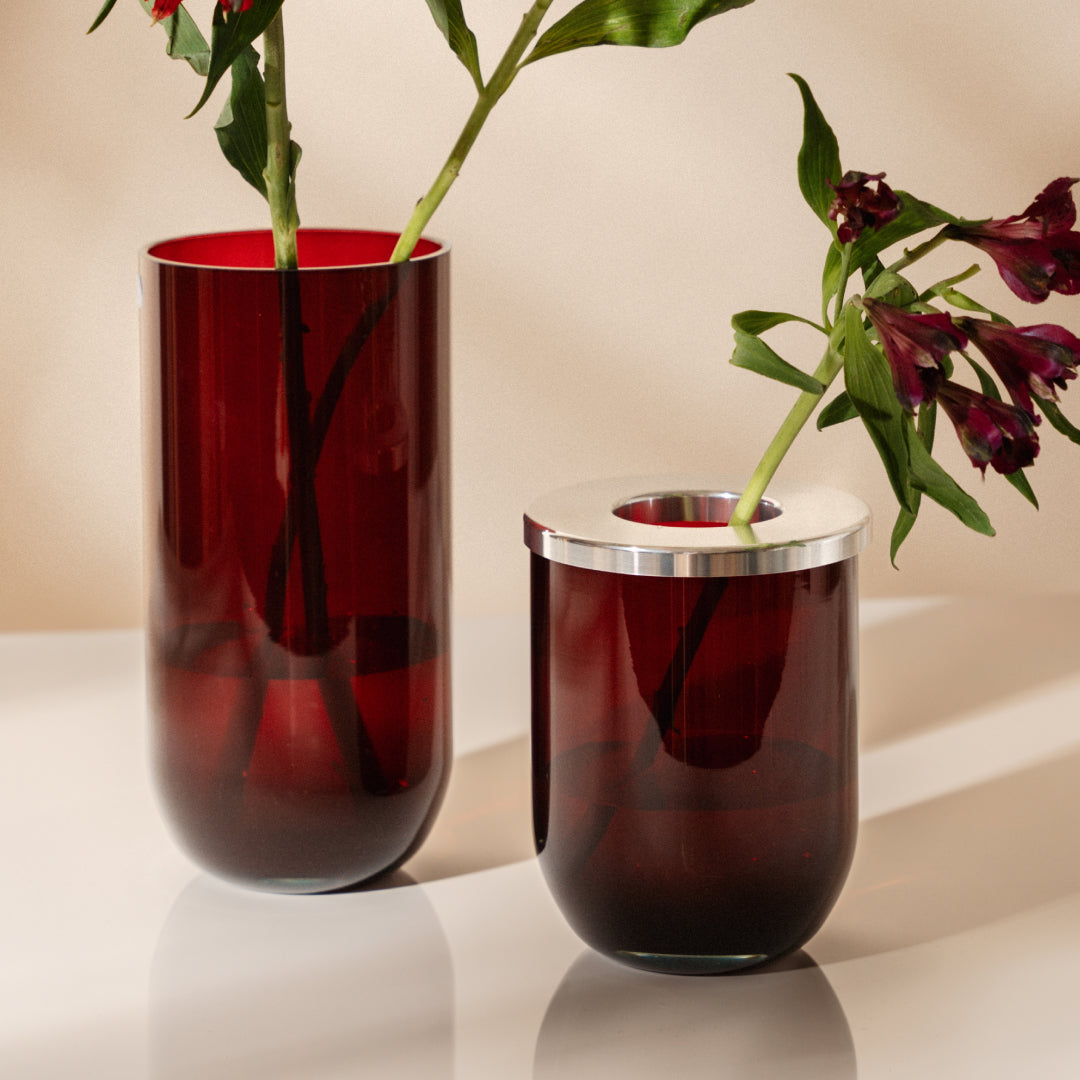 Duo-lasimaljakko, punainen ja hopea, 16 cm